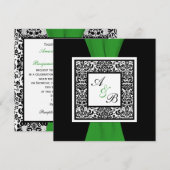 Zwart, wit, Damask Green PRINTED RIBBON Kaart (Voorkant / Achterkant)