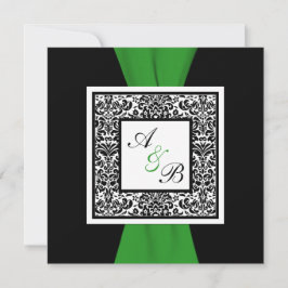 Zwart, wit, Damask Green PRINTED RIBBON Kaart
