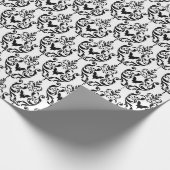 Zwart-wit Damask Halloween Bats Cadeaupapier (Hoek)