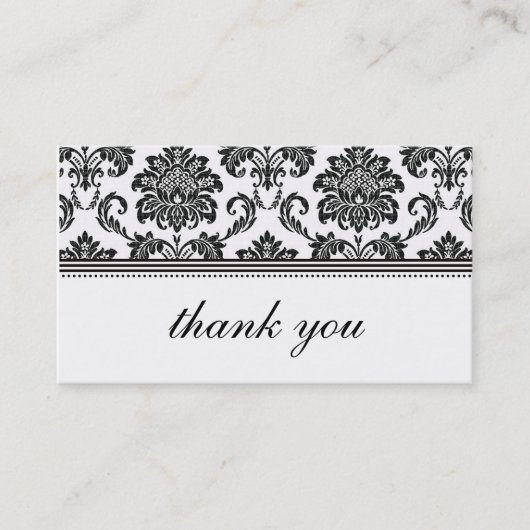 Zwart-wit Damask Hartelijk dank Visitekaartje (Voorkant)