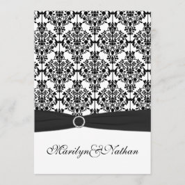 Zwart-wit Damask II bruiloft uitnodiging