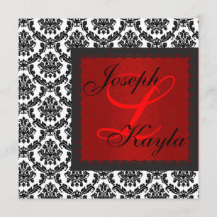 Zwart & Wit DAMASK Kerst Klassieke Trouw Inva Kaart