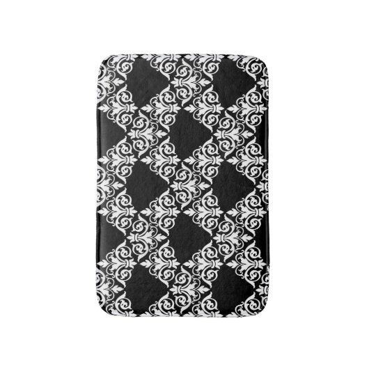 Zwart-wit Damask Lattice Bathmat Badmat (Voorkant Verticaal)