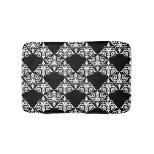 Zwart-wit Damask Lattice Bathmat Badmat
