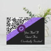 Zwart-wit Damask Lavender Sparkle Heart Kaart (Staand voorkant)