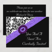 Zwart-wit Damask Lavender Sparkle Heart Kaart (Voorkant / Achterkant)