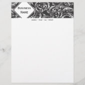 Zwart-wit Damask Letterhead Briefhoofd Sjabloon (Voorkant)