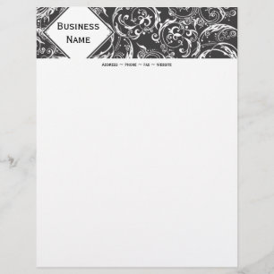 Zwart-wit Damask Letterhead Briefhoofd Sjabloon