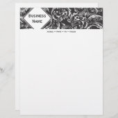 Zwart-wit Damask Letterhead Briefhoofd Sjabloon (Voorkant / Achterkant)