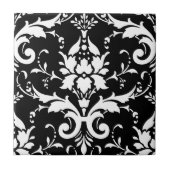 Zwart-wit Damask Matching Kitchen Tegeltje (Voorkant)