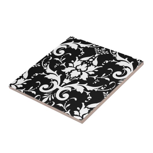 Zwart-wit Damask Matching Kitchen Tegeltje (Zijkant)