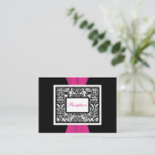 Zwart-wit Damask met roze behuizing Kaart (Staand voorkant)