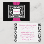 Zwart-wit Damask met roze behuizing Kaart (Voorkant / Achterkant)