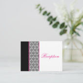 Zwart-wit Damask met roze behuizing Kaart (Staand voorkant)