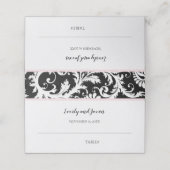 Zwart-wit Damask Millennial Pink Wedding Plaatskaartje (Buitenkant ongevouwen)