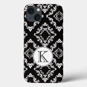 Zwart-wit Damask Monogram Case-Mate iPhone Case