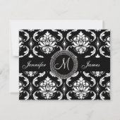 Zwart wit Damask Monogram Geel Sparen de Datum Save The Date (Voorkant)