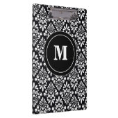 Zwart wit Damask Monogram Klembord (Rechts)