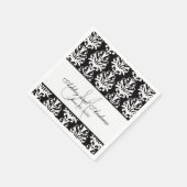 Zwart Wit Damask Monogram Trouwpapier Servetten (Hoek)