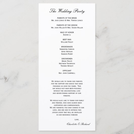 Zwart-wit Damask Monogram Wedding Programma Programmakaart (Achterkant)