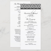 Zwart-wit Damask Monogram Wedding Programma Programmakaart (Voorkant / Achterkant)