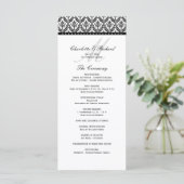 Zwart-wit Damask Monogram Wedding Programma Programmakaart (Staand voorkant)