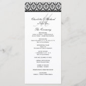 Zwart-wit Damask Monogram Wedding Programma Programmakaart (Voorkant)