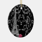 Zwart-wit Damask Parisian Design Keramisch Ornament (Rechts)