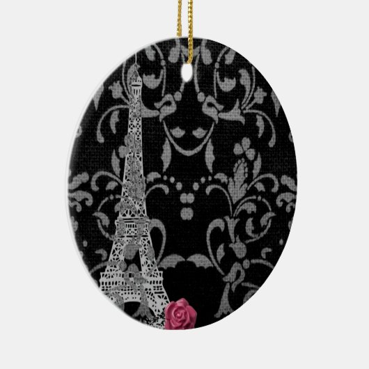 Zwart-wit Damask Parisian Design Keramisch Ornament (Rechts)