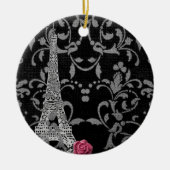 Zwart-wit Damask Parisian Design Keramisch Ornament (Voorkant)