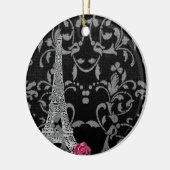 Zwart-wit Damask Parisian Design Keramisch Ornament (Links)