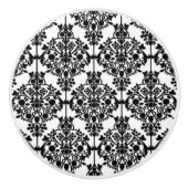 Zwart-wit Damask-patroon Keramische Knop (Voorkant)