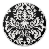 Zwart-wit Damask-patroon Keramische Knop (Voorkant)