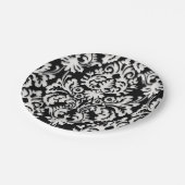 Zwart-wit Damask-patroon Papieren Bordje (Gekanteld)