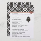 Zwart-wit Damask Pink Trim Wedding Programma Programmakaart (Voorkant / Achterkant)