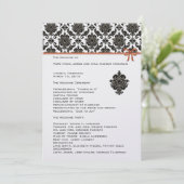 Zwart-wit Damask Pink Trim Wedding Programma Programmakaart (Staand voorkant)