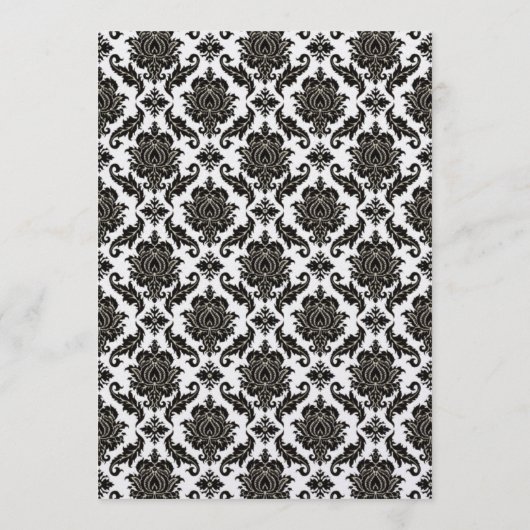 Zwart-wit Damask Pink Trim Wedding Programma Programmakaart (Achterkant)