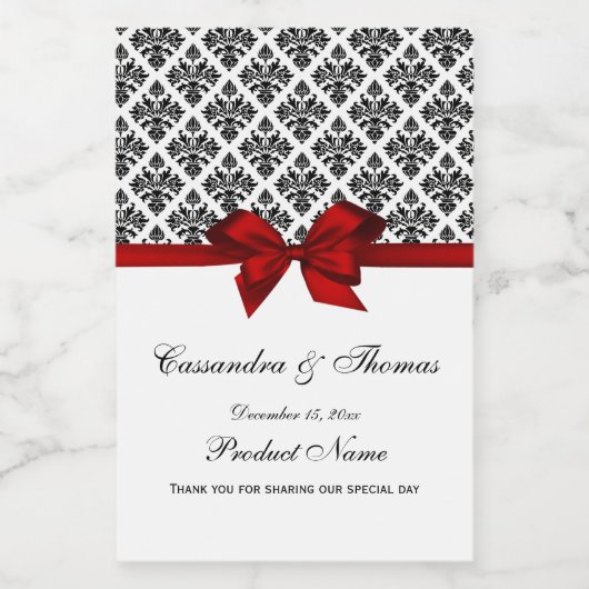  zwart wit Damask Red H Etiket (Enkel label)