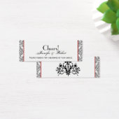 Zwart-wit Damask Rode Bruiloft Drink Ticket Mini Visitekaartjes (Bureau)