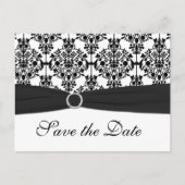Zwart-wit Damask Save the Date Briefkaart (Voorkant)