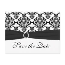 Zwart-wit Damask Save the Date Briefkaart