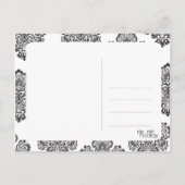 Zwart Wit Damask Save the Date Foto Briefkaart (Achterkant)