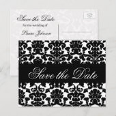 Zwart-wit Damask Save the Date Kaart (Voorkant / Achterkant)