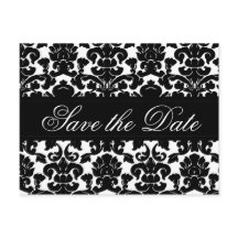 Zwart-wit Damask Save the Date Kaart
