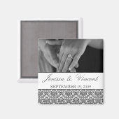 Zwart & Wit Damask Sla de Datummagneet op Magneet (Voorkant / Achterkant)