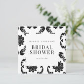 Zwart & Wit Damask Square Vrijgezellenfeest Kaart (Staand voorkant)