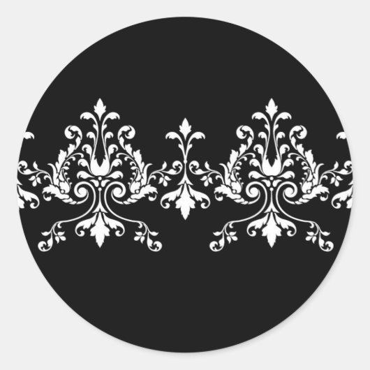 Zwart-wit Damask Sticker (Voorkant)