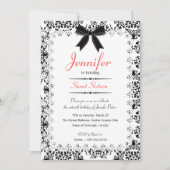 Zwart & Wit Damask Sweet 16 5x7 Uitnodiging (Voorkant)