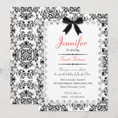 Zwart & Wit Damask Sweet 16 5x7 Uitnodiging (Voorkant / Achterkant)