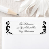 Zwart-wit Damask Swirls Adresetiketten Etiket (Insitu)
